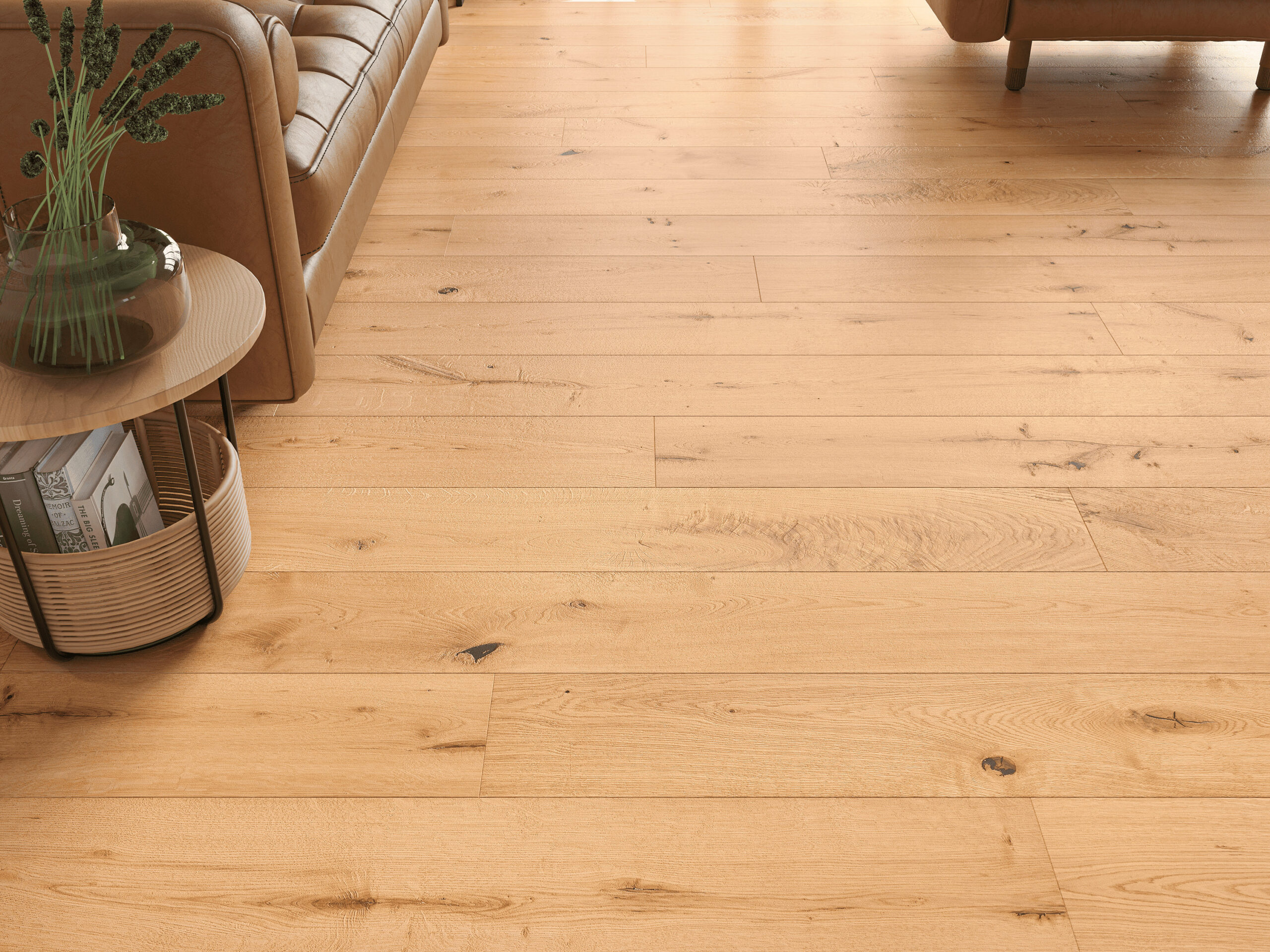 190 x 1900 x 14/3mm Brushed UV Oiled European Oak