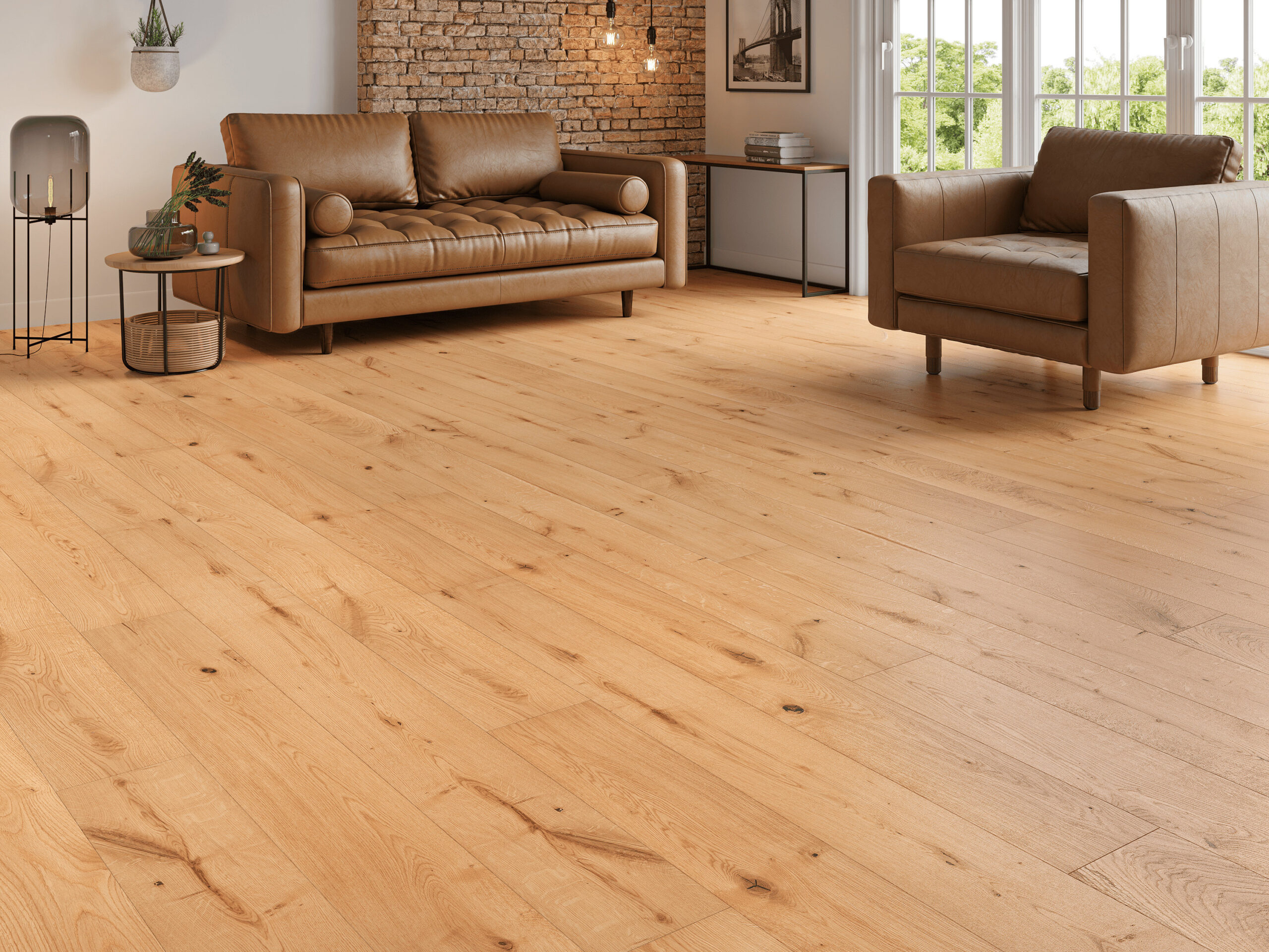 190 x 1900 x 14/3mm Brushed UV Oiled European Oak